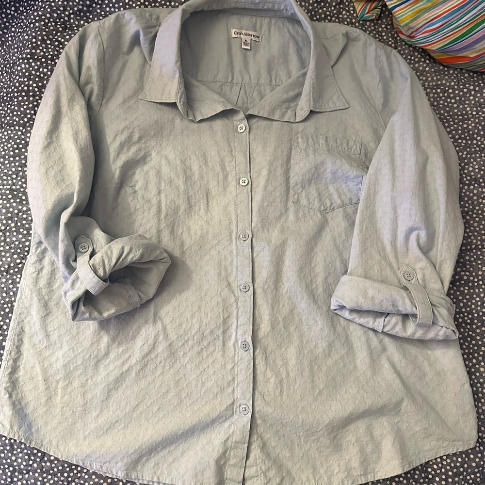 Croft & Barrow Light Blue Textured Button-Up Shirt